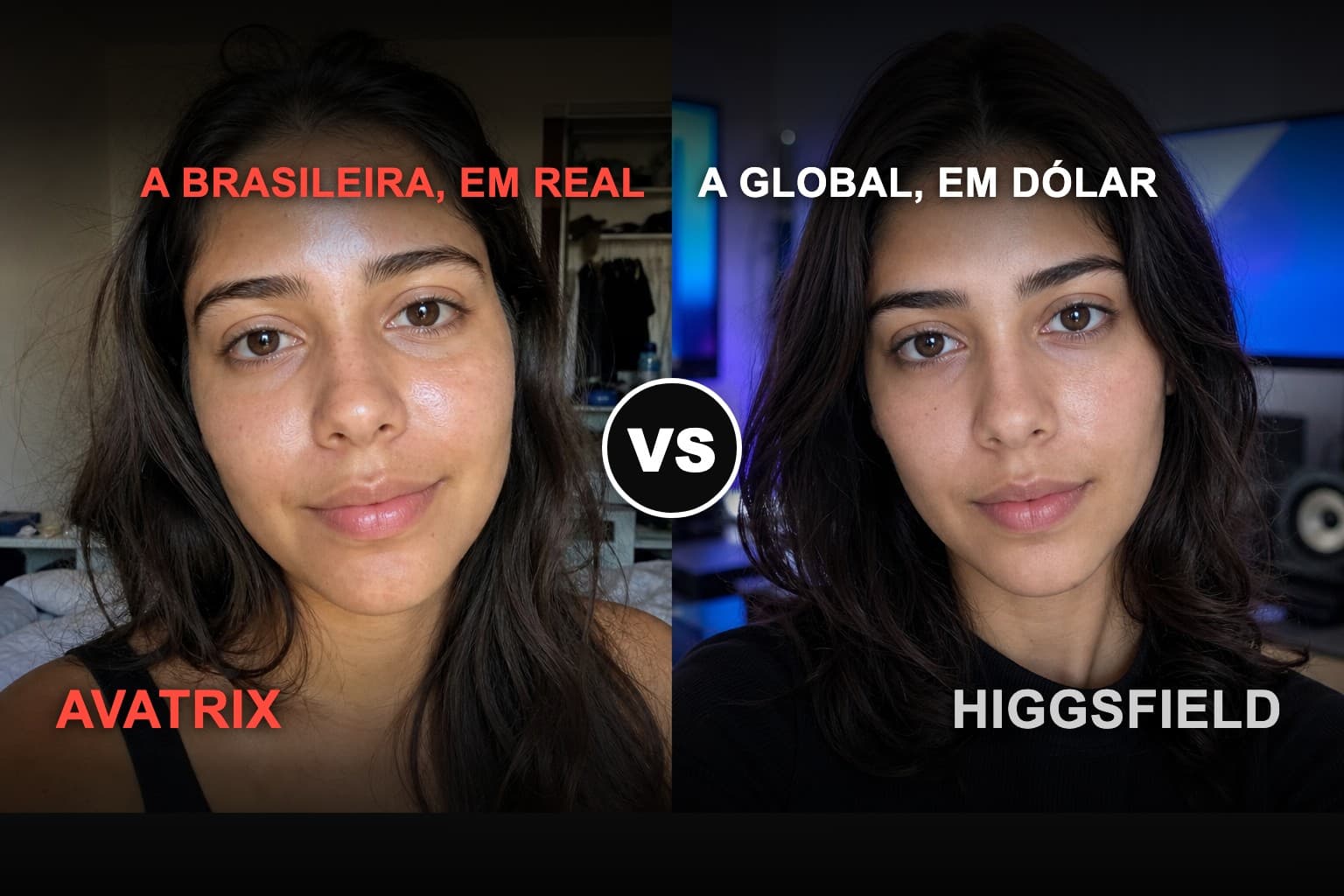 Comparativo entre Avatrix e Higgsfield para criar influenciadora IA no Brasil