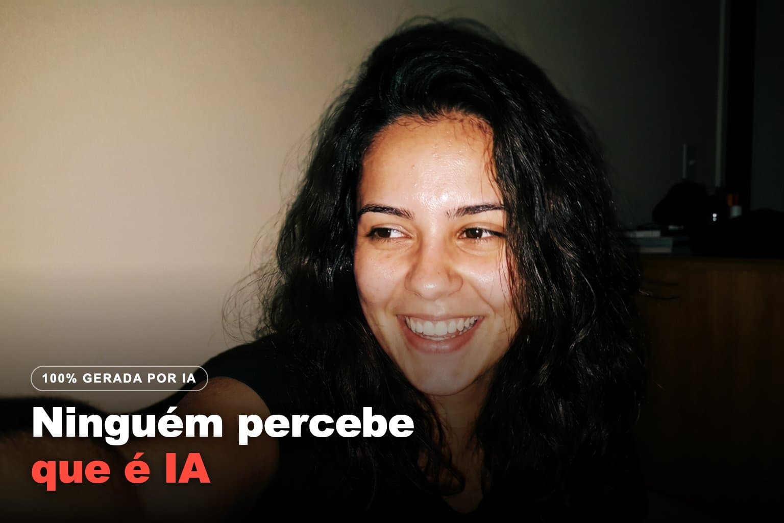 Selfie de flash gerada com IA no Nano Banana Pro do Avatrix, com a headline: ninguém percebe que é IA